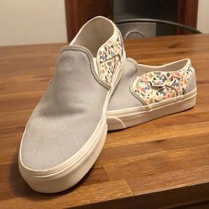 Vans Slipons (sz 8) - floral & stripe pattern